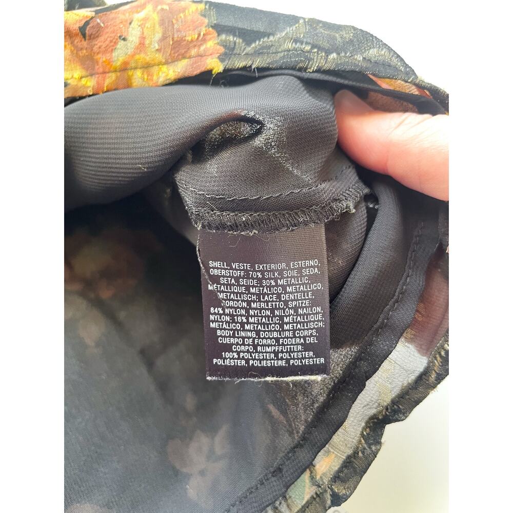 HD in Paris Anthro Disa Floral Short Sleeve Silk and Lace Whimsigoth Top Size 2 - Picture 6 of 8